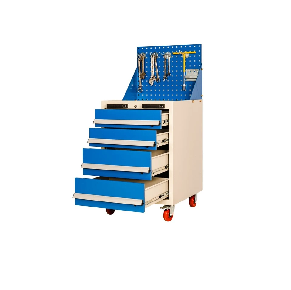 4-Drawer Mobile Tool Cart With Pegboard
