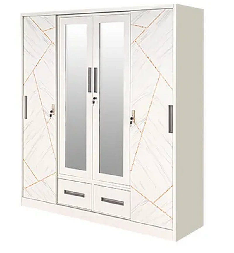 4 Sliding Door Wardrobe With Drawer And Mirror factory