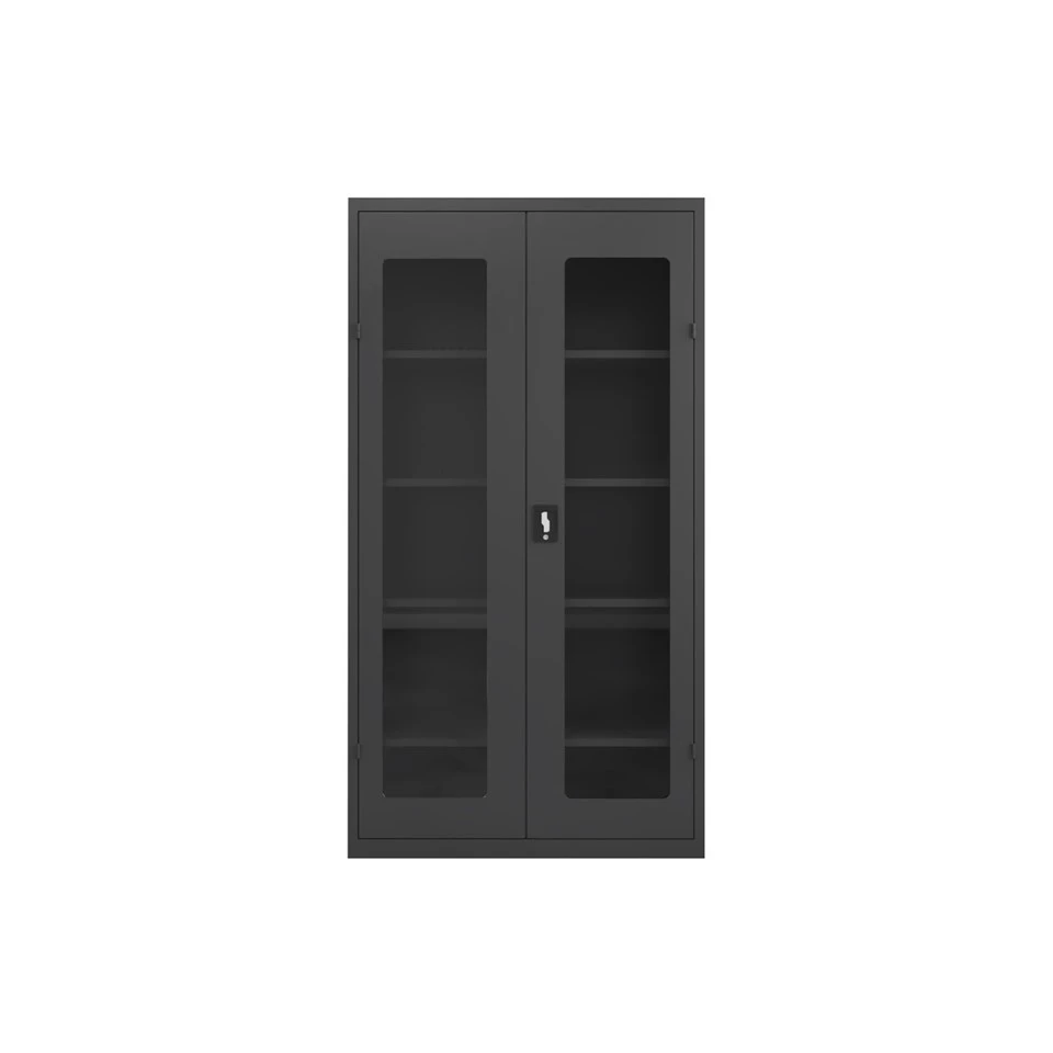 Double Glass Door Steel Storage Cabinet With Pegboard manufacturers