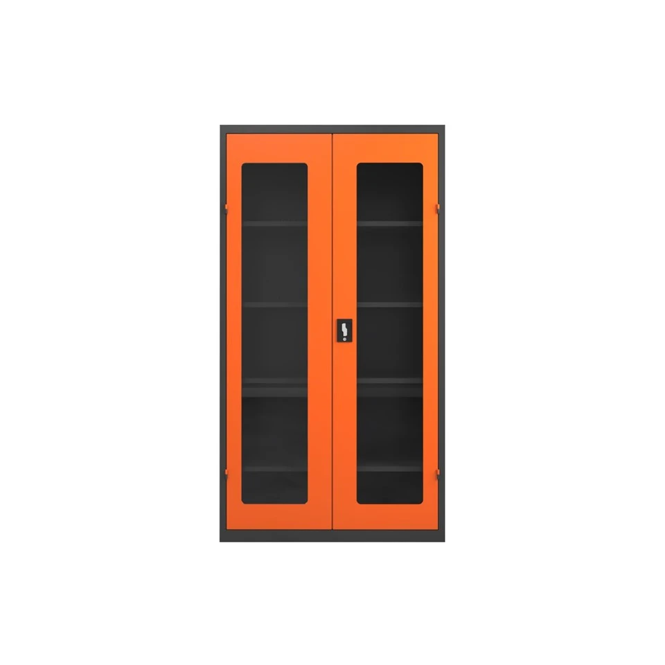Double Glass Door Steel Storage Cabinet With Pegboard suppliers