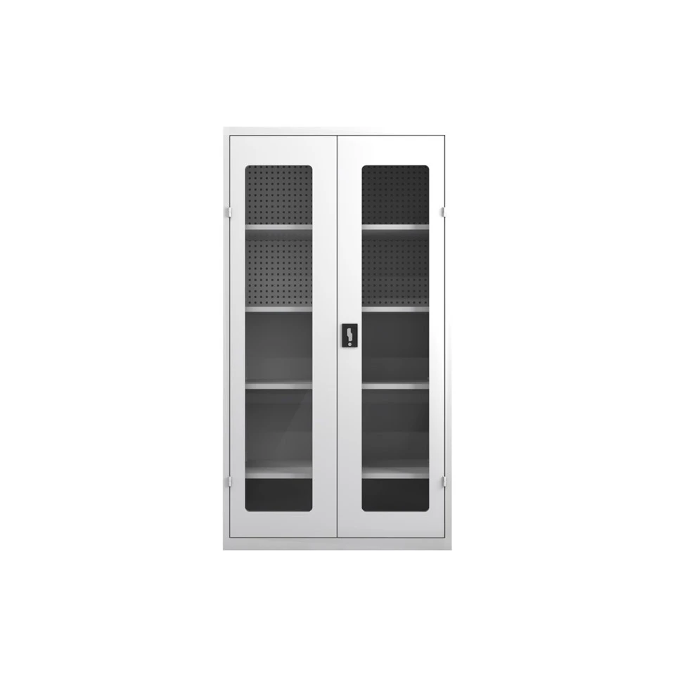 Double Glass Door Steel Storage Cabinet With Pegboard best