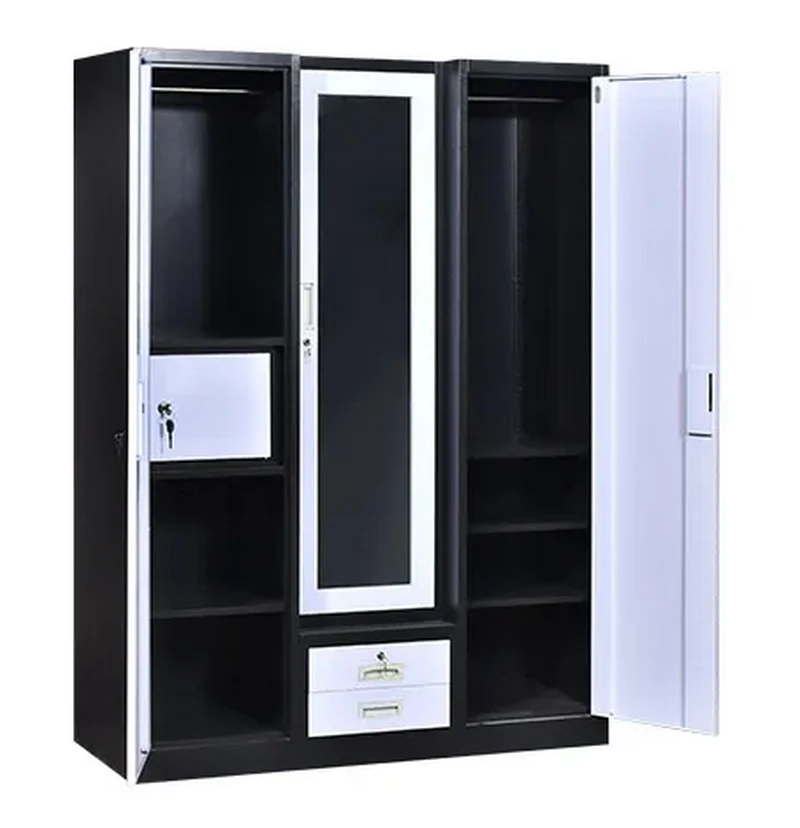 Middle Mirror-door Steel Wardrobe factory