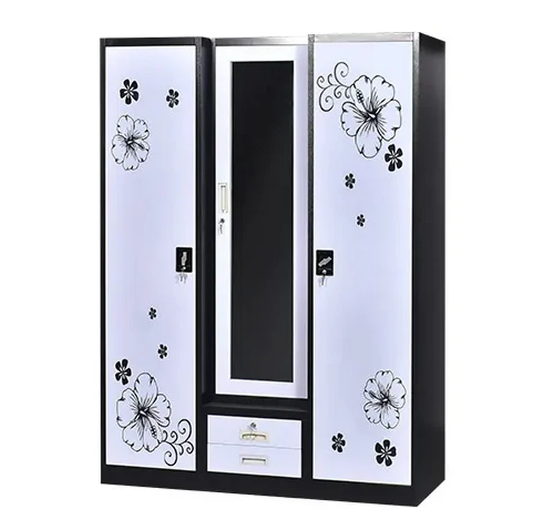 Middle Mirror-door Steel Wardrobe