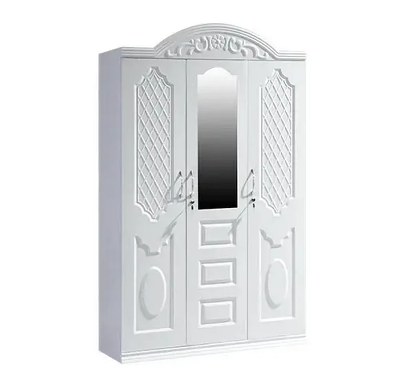Three Door Embossed Metal Wardrobe